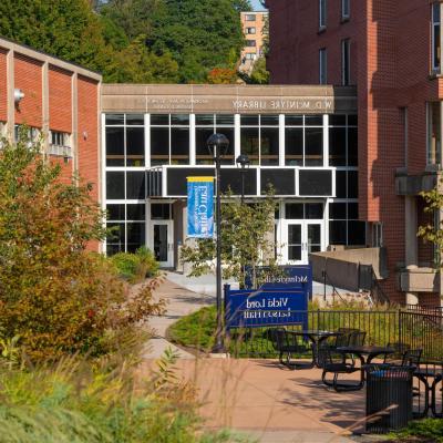 An exterior shot of the McIntyre Library